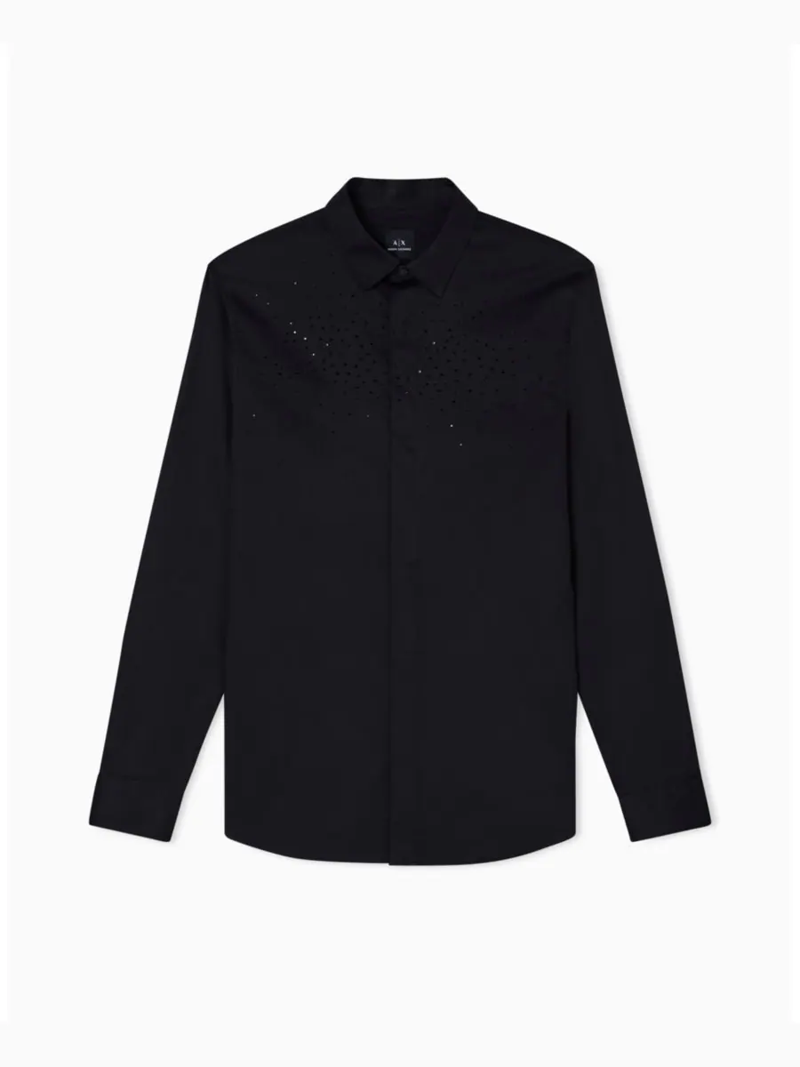 Мужская тканая рубашка Night Lab с декором A|X Armani Exchange — изображение 3 из 5, черный