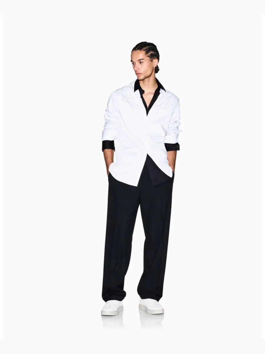Мужская тканая рубашка Night Lab с декором A|X Armani Exchange — изображение 2 из 5, белый