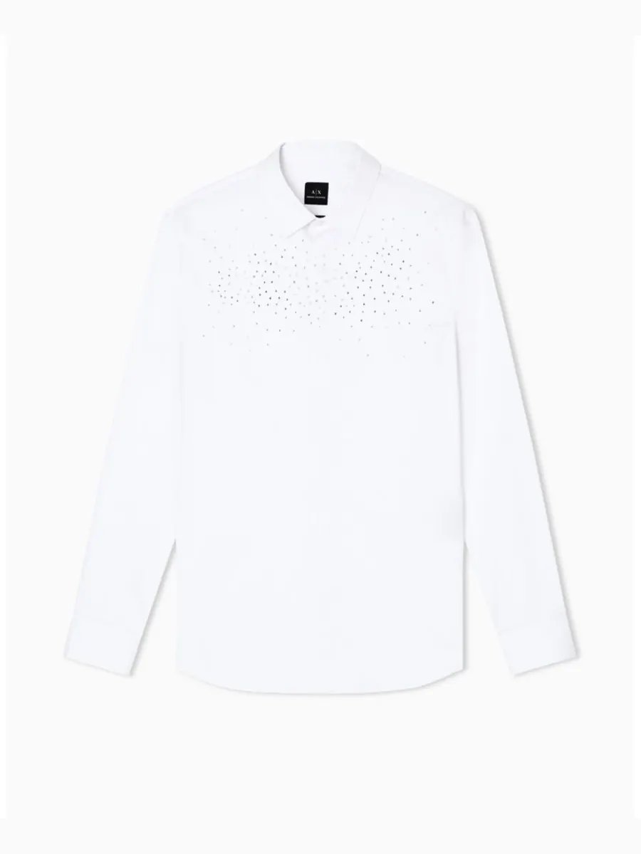 Мужская тканая рубашка Night Lab с декором A|X Armani Exchange — изображение 3 из 5, белый