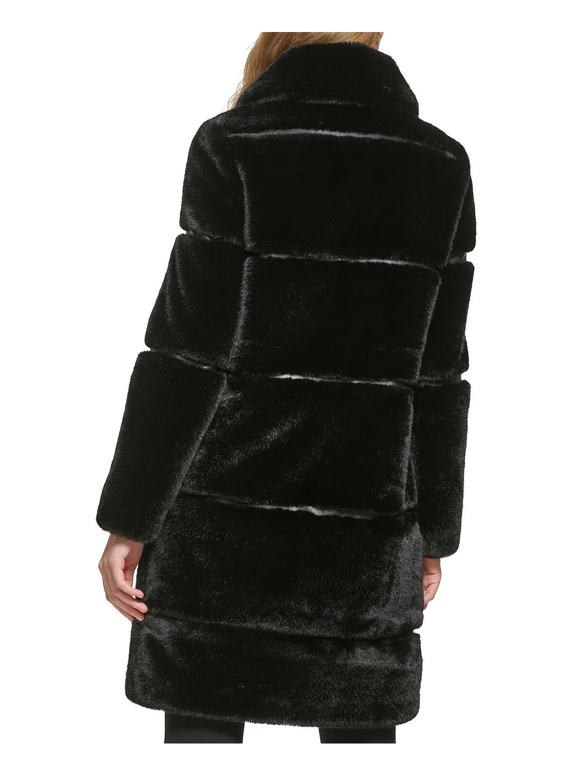 Женское пальто из искусственного меха с отделкой из искусственной кожи KARL LAGERFELD PARIS — изображение 2 из 5, черный