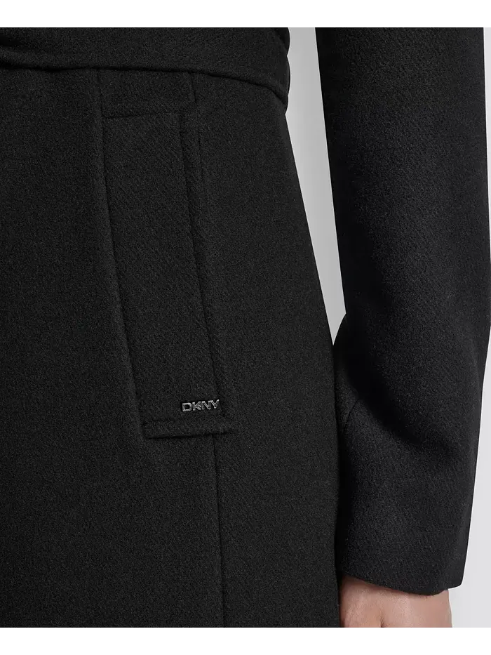 Женское пальто с воротником и поясом DKNY — изображение 6 из 8, черный