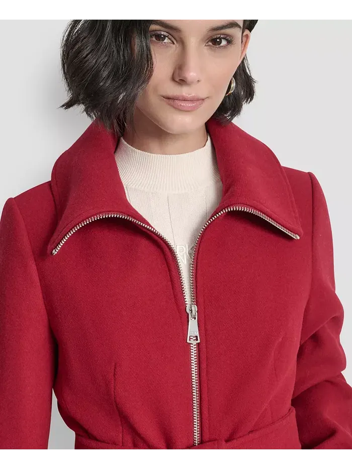 Женское пальто с воротником и поясом DKNY — изображение 4 из 8