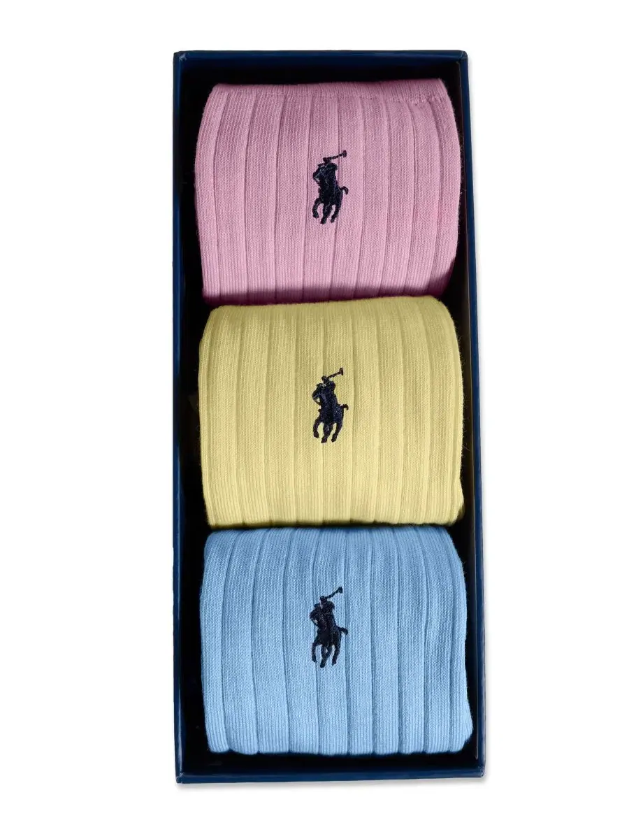 Мужские носки из египетского хлопка Polo Ralph Lauren — изображение 5 из 6, синий/желтый/розовый