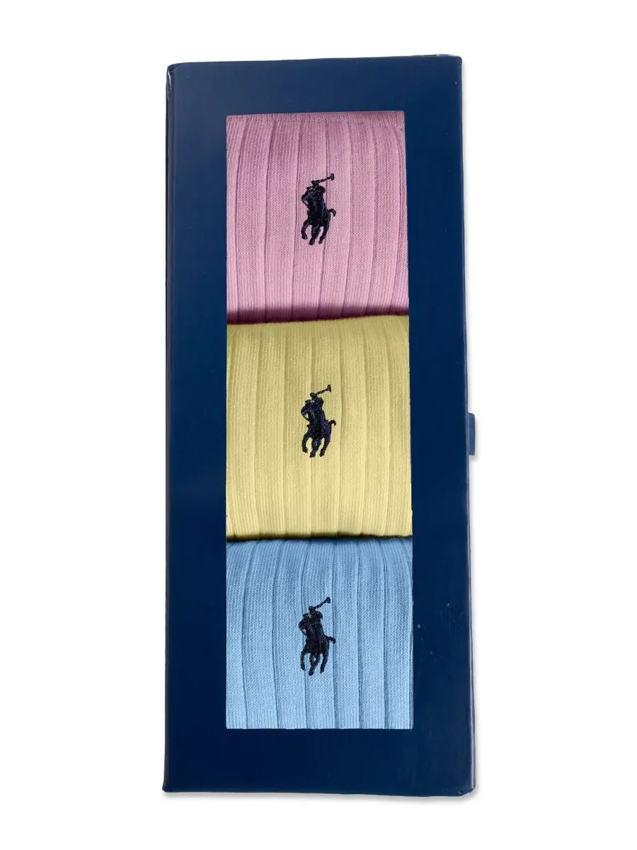 Мужские носки из египетского хлопка Polo Ralph Lauren — изображение 6 из 6, синий/желтый/розовый