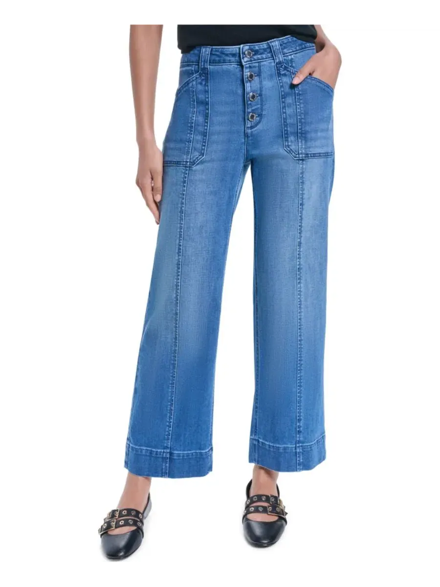 Джинсы прямого кроя с пуговицами Petite Button-Fly Jeans KARL LAGERFELD PARIS