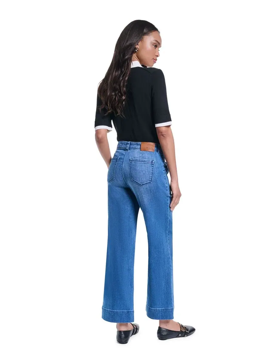 Джинсы прямого кроя с пуговицами Petite Button-Fly Jeans KARL LAGERFELD PARIS — изображение 5 из 7, синий