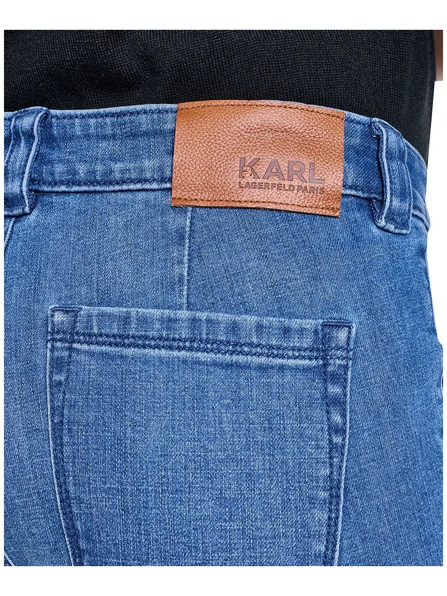 Джинсы прямого кроя с пуговицами Petite Button-Fly Jeans KARL LAGERFELD PARIS — изображение 6 из 7, синий