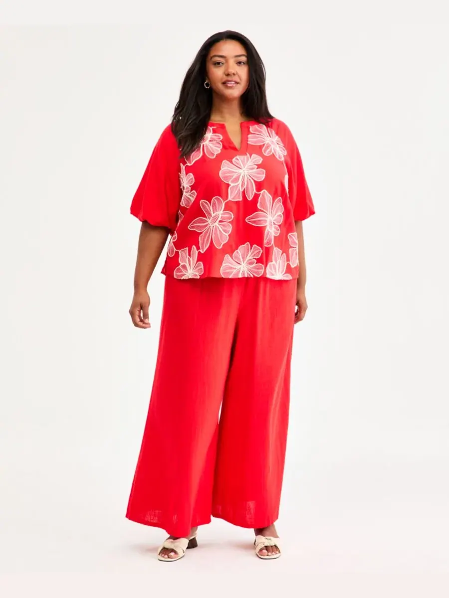 Брюки широкие укороченные Plus Size, модель Cropped Wide-Leg Vince Camuto
