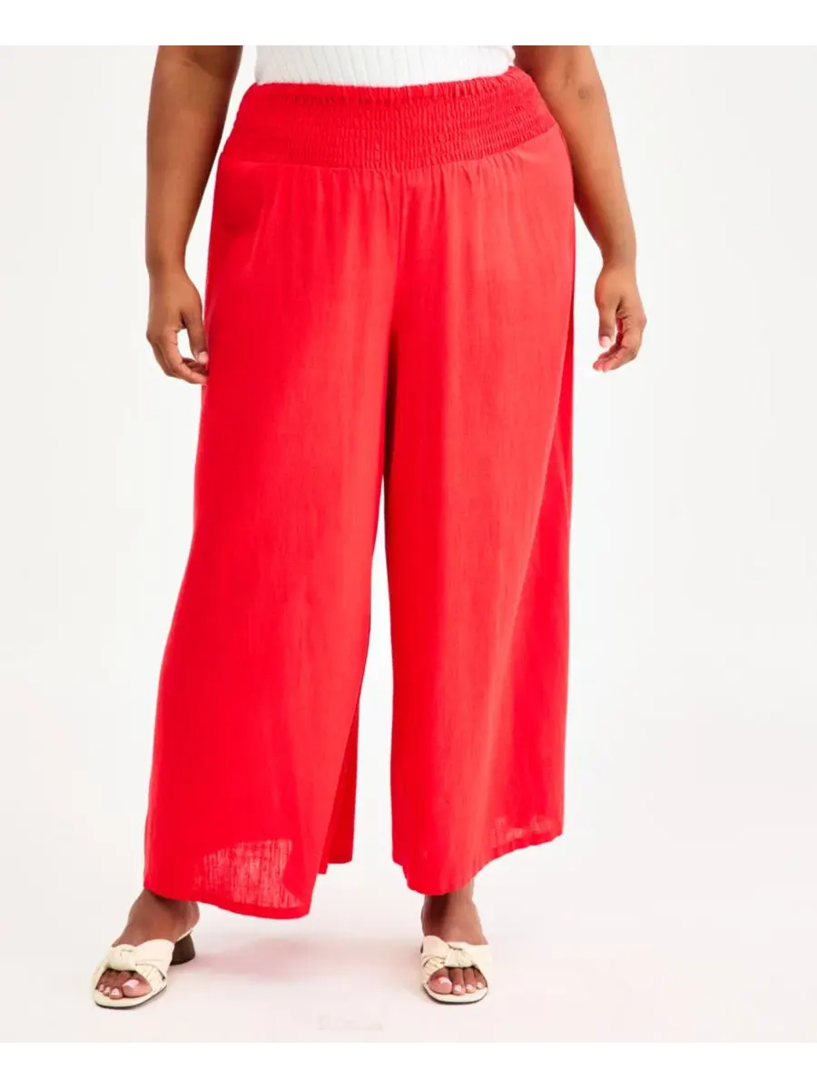 Брюки широкие укороченные Plus Size, модель Cropped Wide-Leg Vince Camuto — изображение 2 из 7, красный