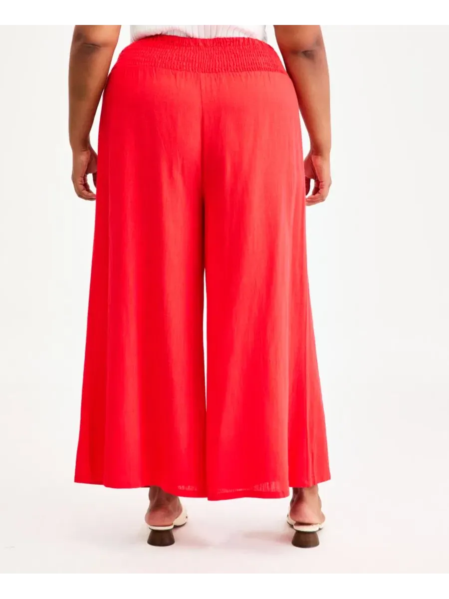 Брюки широкие укороченные Plus Size, модель Cropped Wide-Leg Vince Camuto — изображение 4 из 7, красный
