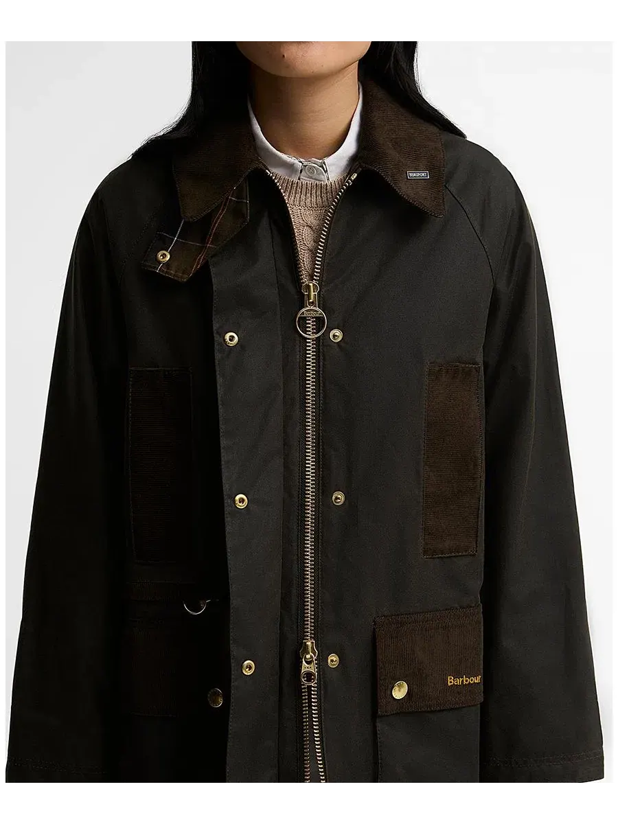 Женская куртка Modern Beaufort с воротником-шнурком Barbour — изображение 2 из 6, оливковый/классический