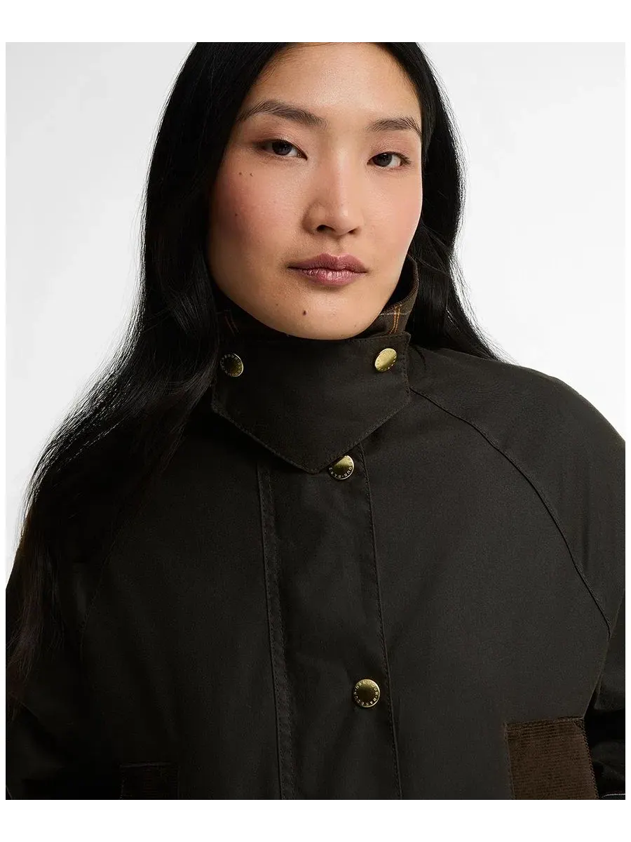 Женская куртка Modern Beaufort с воротником-шнурком Barbour — изображение 3 из 6, оливковый/классический