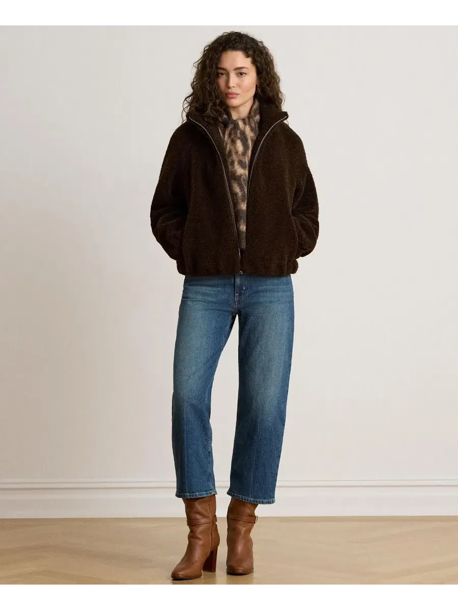 Женская куртка с воротником-хомутом из искусственного каракуля Lauren Ralph Lauren — изображение 2 из 4, коричневый