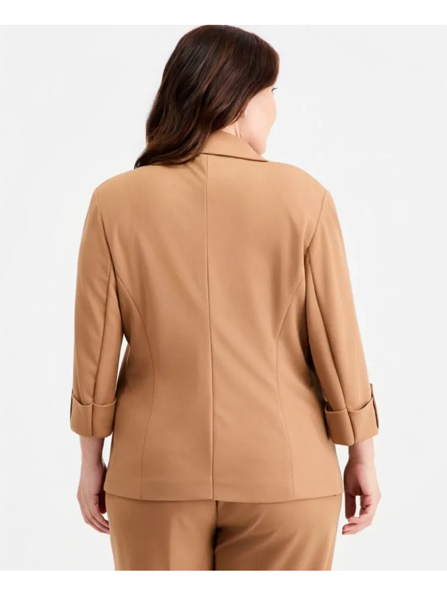 Блейзер с рукавом 3/4 и отворотом Anne Klein Essentials — изображение 2 из 4, бежевый