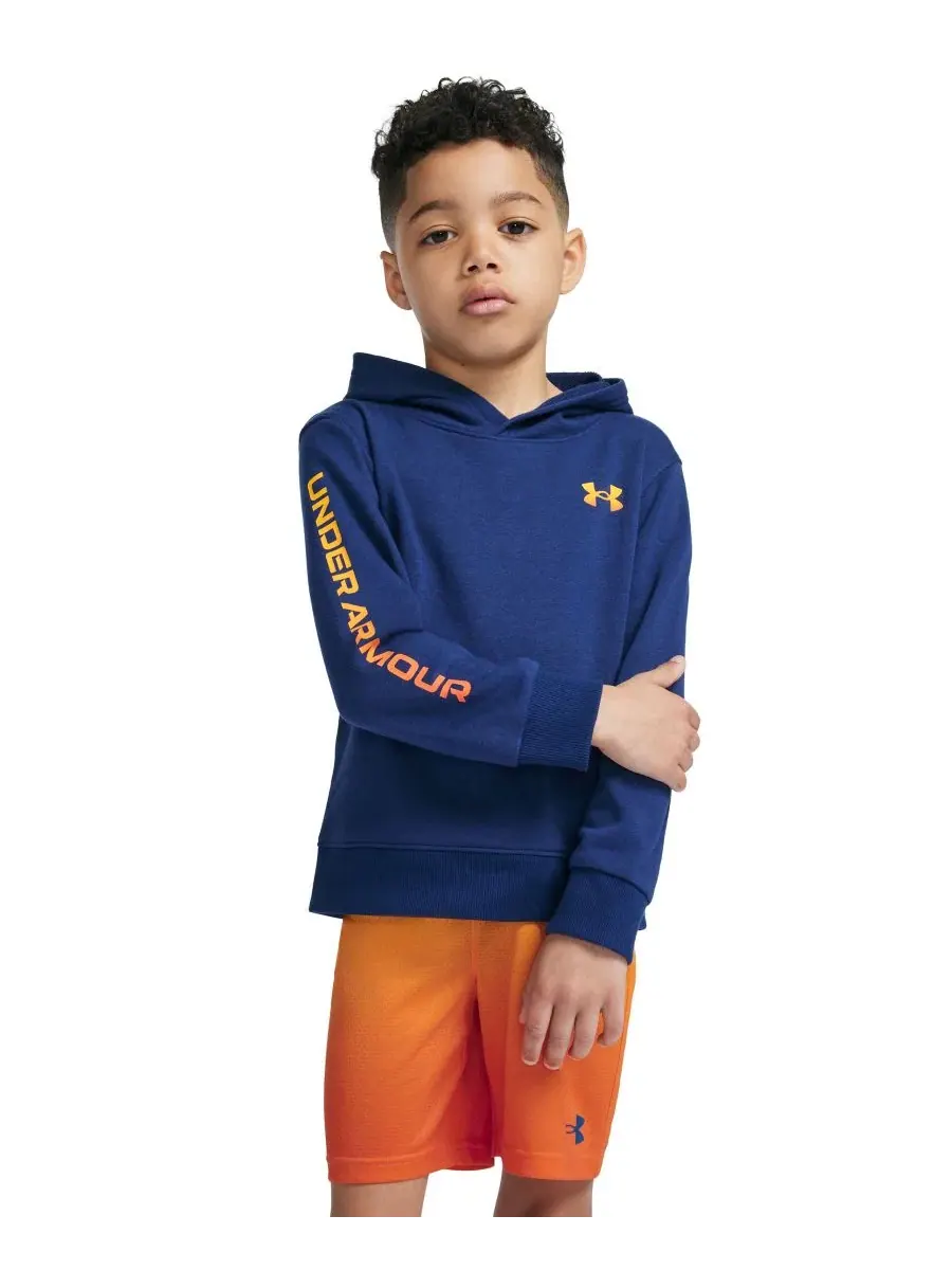Комплект лонгслив-худи и шортов с капюшоном и длинным рукавом Under Armour — изображение 3 из 11, темно-синий/оранжевый