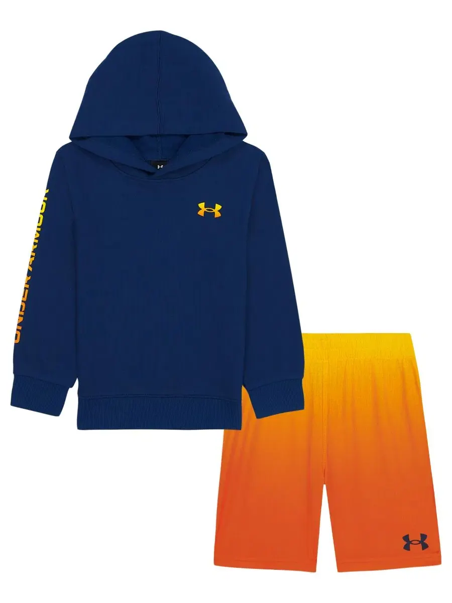 Комплект лонгслив-худи и шортов с капюшоном и длинным рукавом Under Armour — изображение 8 из 11, темно-синий/оранжевый