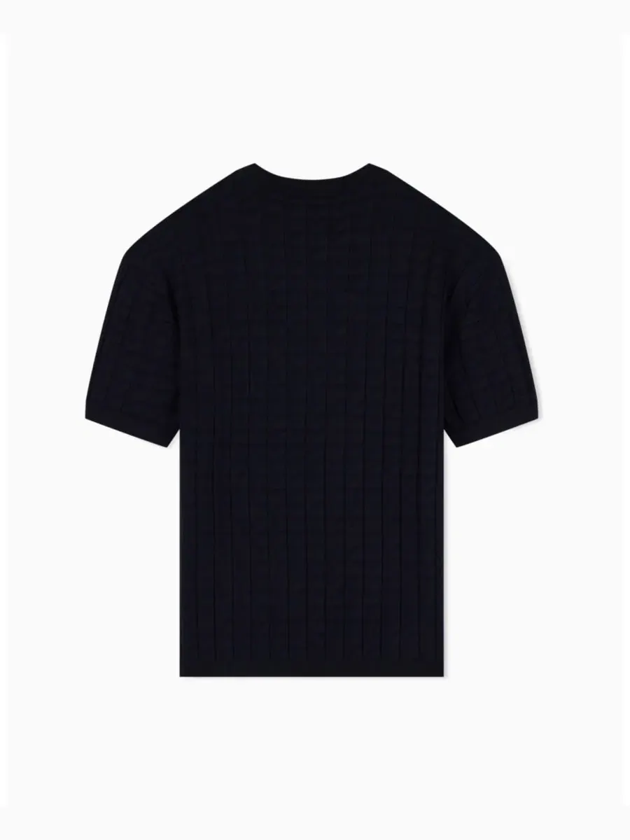 Футболка с коротким рукавом с сетчатым узором A|X Armani Exchange — изображение 2 из 7, глубокий темно-синий
