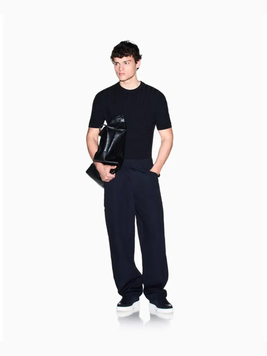 Футболка с коротким рукавом с сетчатым узором A|X Armani Exchange — изображение 6 из 7, глубокий темно-синий