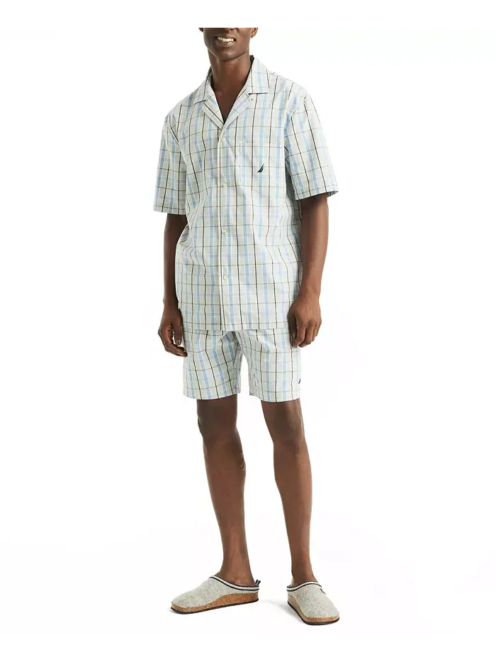 Мужская пижамная рубашка Crafted Plaid Camp Sleep Nautica — изображение 2 из 4, высокий дом