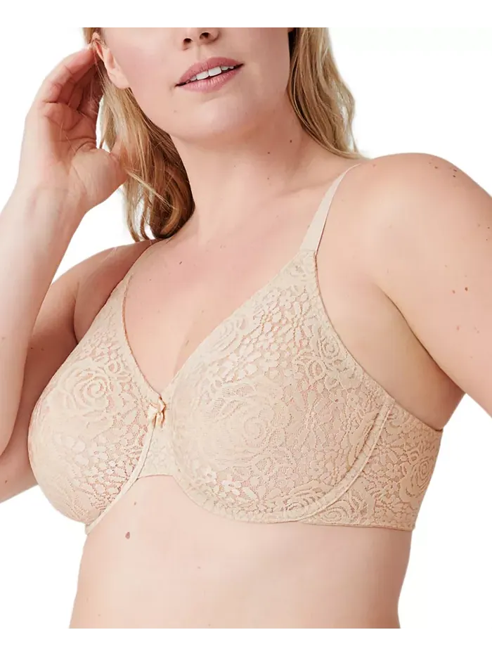 Бюстгальтер с кружевом и косточками Halo Lace Molded Underwire 851205, до чашки G Wacoal — изображение 2 из 8, песочный