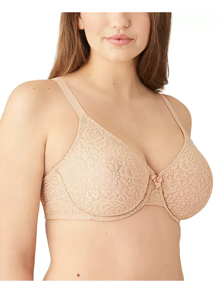 Бюстгальтер с кружевом и косточками Halo Lace Molded Underwire 851205, до чашки G Wacoal — изображение 5 из 8, песочный