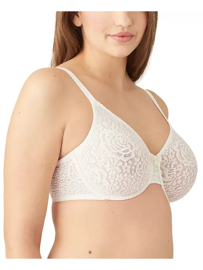 Бюстгальтер с кружевом и косточками Halo Lace Molded Underwire 851205, до чашки G Wacoal — изображение 5 из 8, слоновая кость