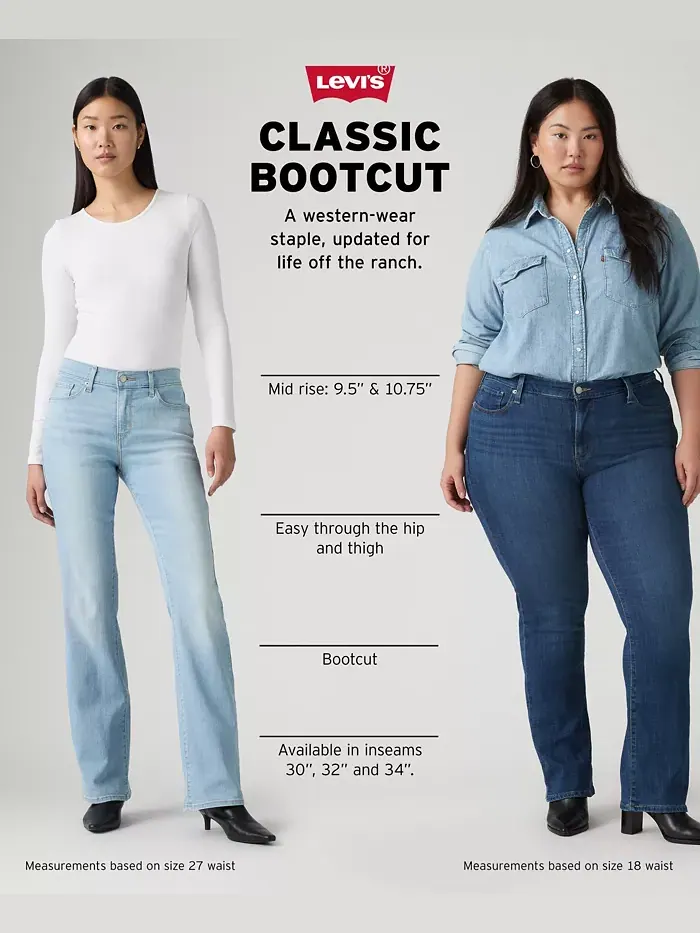 Женские повседневные классические джинсы мид райз с клешем Levi'S — изображение 10 из 10, черный
