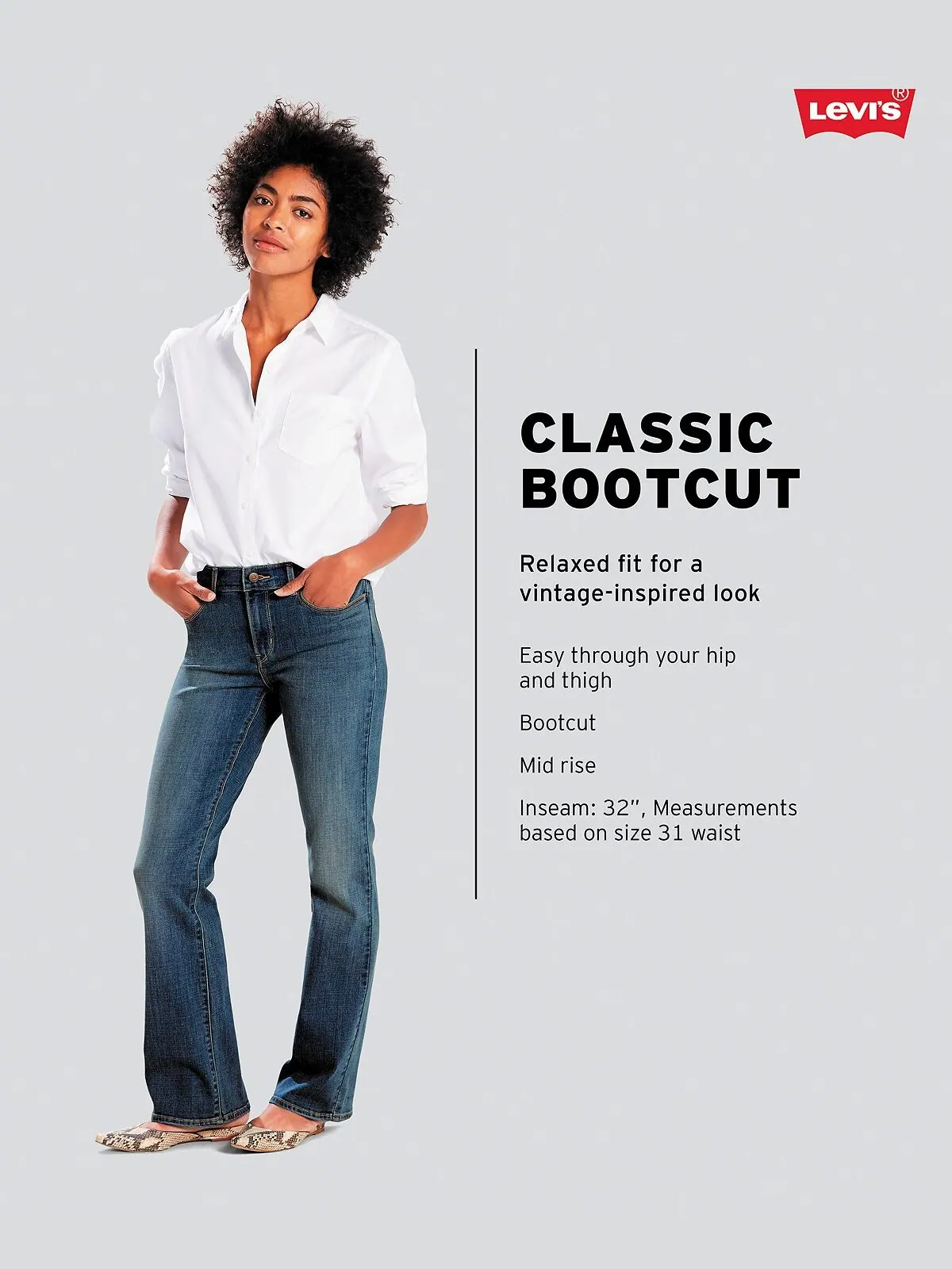 Женские повседневные классические джинсы Bootcut со средней посадкой Levi's — изображение 7 из 7, черный