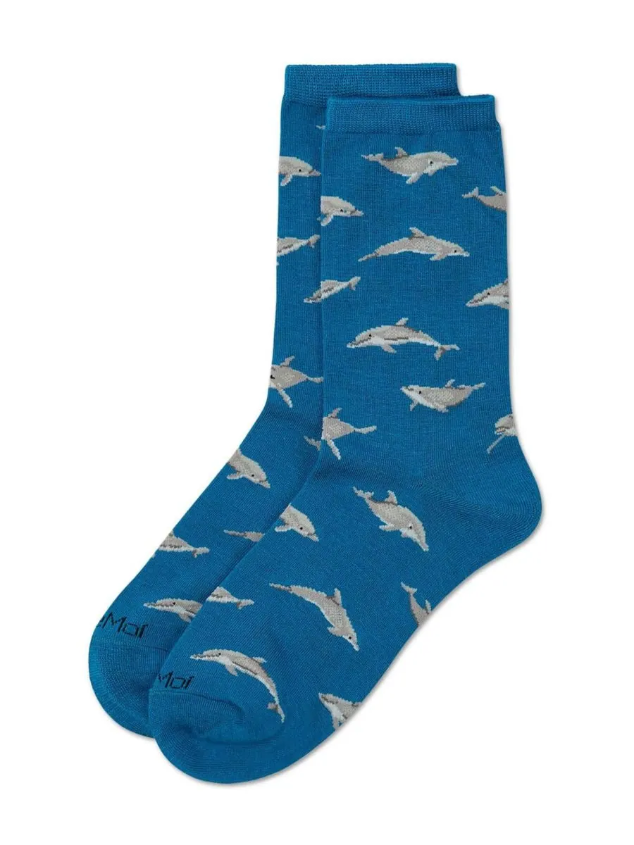 Женские носки Dolphins Rayon от Crew Socks MeMoi — изображение 3 из 3, голубой