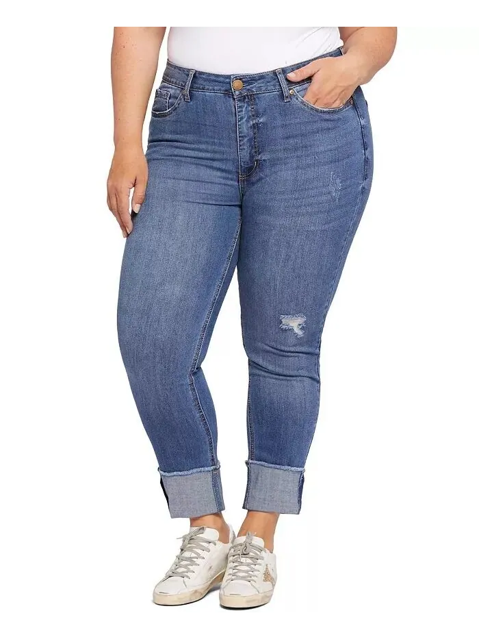 Джинсы Plus Size с высокой талией и прямыми манжетами Seven7 — прозрачный