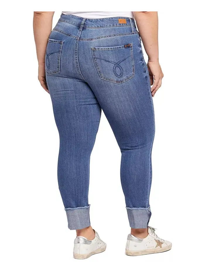 Джинсы Plus Size с высокой талией и прямыми манжетами Seven7 — изображение 2 из 4, прозрачный