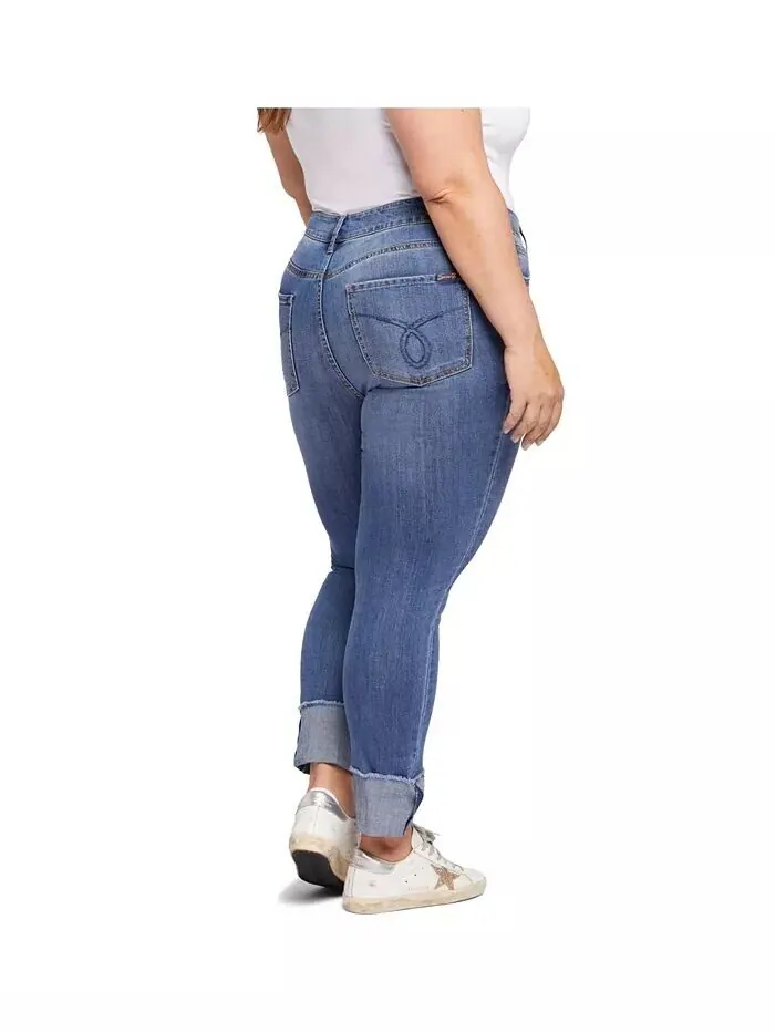 Джинсы Plus Size с высокой талией и прямыми манжетами Seven7 — изображение 4 из 4, прозрачный