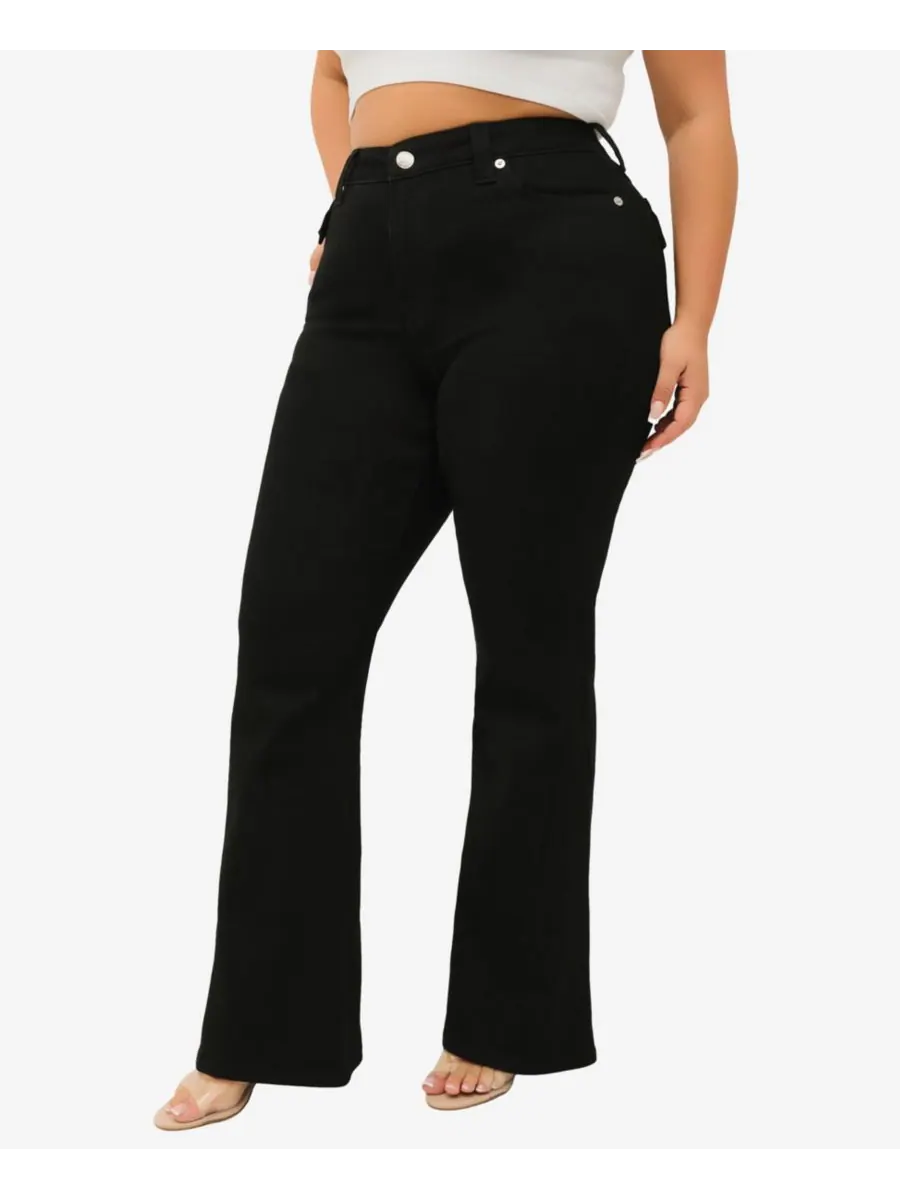 Джинсы-клеш Joey Flare Mid Rise Flap Jeans больших размеров True Religion — изображение 2 из 3, черный