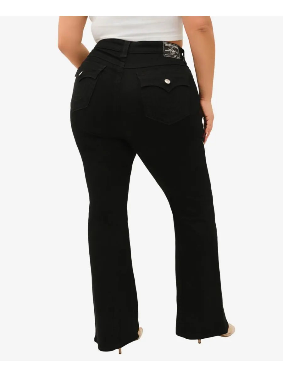 Джинсы-клеш Joey Flare Mid Rise Flap Jeans больших размеров True Religion — изображение 3 из 3, черный