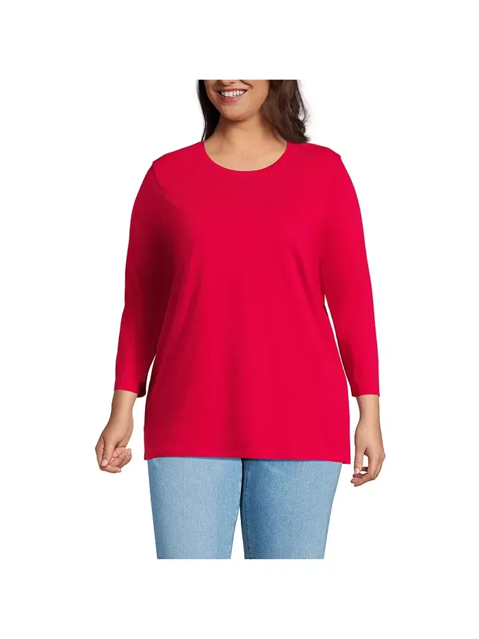 Туника из хлопка Supima с рукавом 3/4, plus size Lands' End