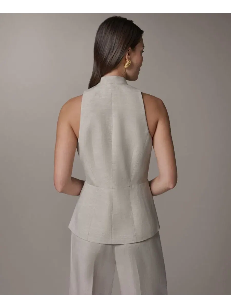 Женский жилет без воротника Donna Karan New York — изображение 2 из 8, бежевый