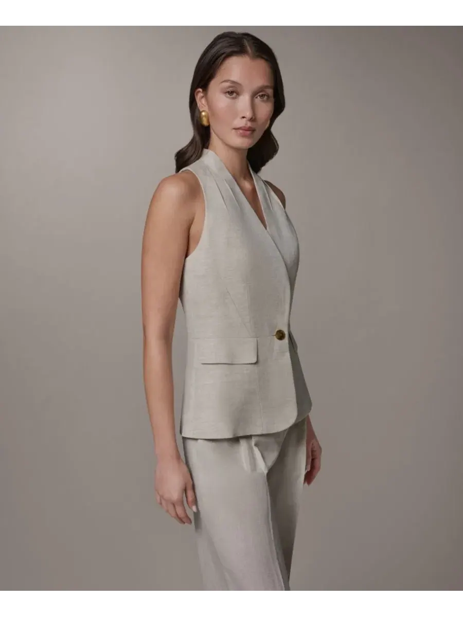 Женский жилет без воротника Donna Karan New York — изображение 3 из 8, бежевый