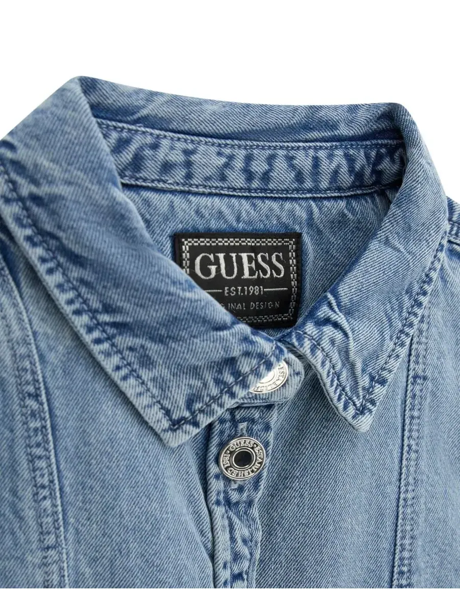 Джинсовое платье с коротким рукавом для девочек 7-16 лет GUESS — изображение 3 из 4, синий