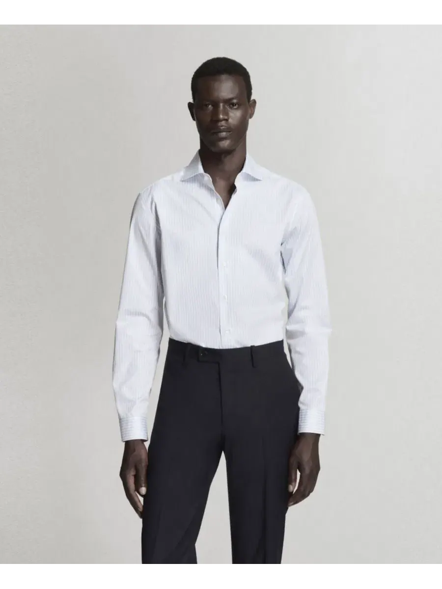 Мужская рубашка с длинным рукавом, хлопковая, Slim Fit MANGO
