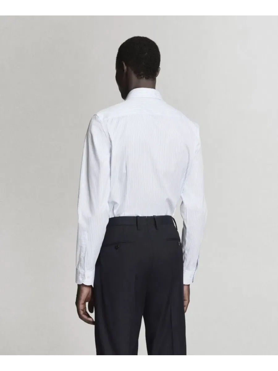 Мужская рубашка с длинным рукавом, хлопковая, Slim Fit MANGO — изображение 2 из 6, белый