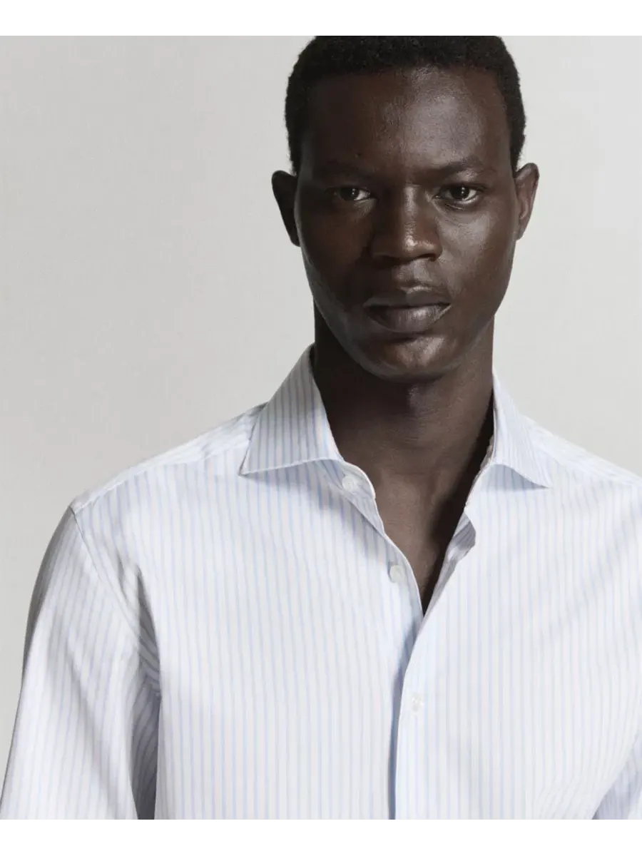 Мужская рубашка с длинным рукавом, хлопковая, Slim Fit MANGO — изображение 3 из 6, белый
