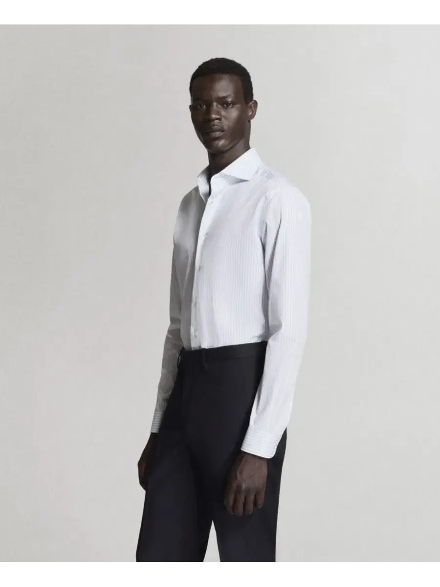 Мужская рубашка с длинным рукавом, хлопковая, Slim Fit MANGO — изображение 4 из 6, белый