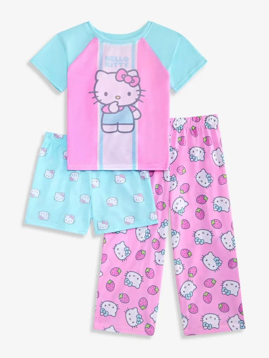 Комплект пижам Hello Kitty из 3 предметов, с принтом Hello Kitty