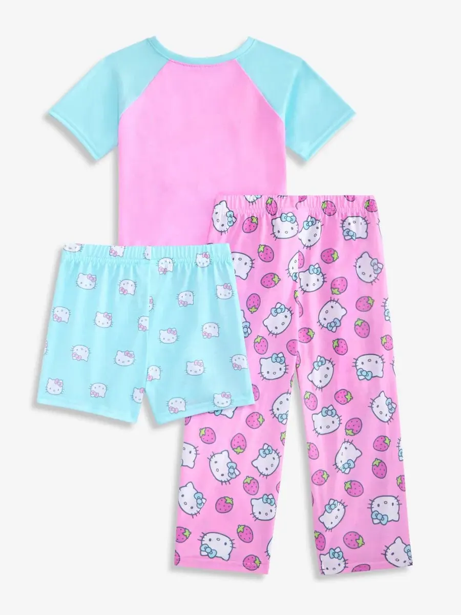 Комплект пижам Hello Kitty из 3 предметов, с принтом Hello Kitty — изображение 2 из 3, розовый