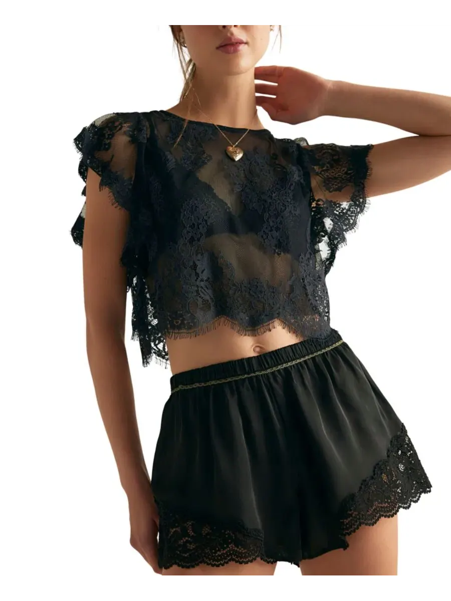 Пижамные шорты с кружевом, модель Meet Me In The Middle Tap Free People