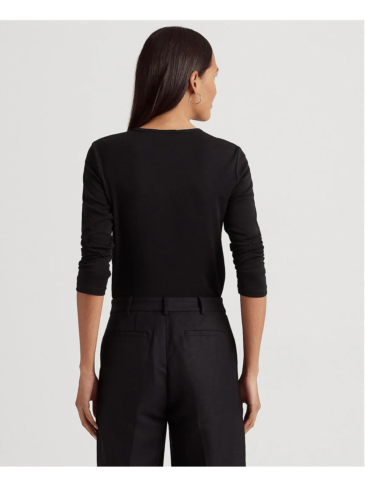Топ из смесового хлопка с длинными рукавами Lauren Ralph Lauren — изображение 2 из 4, черный