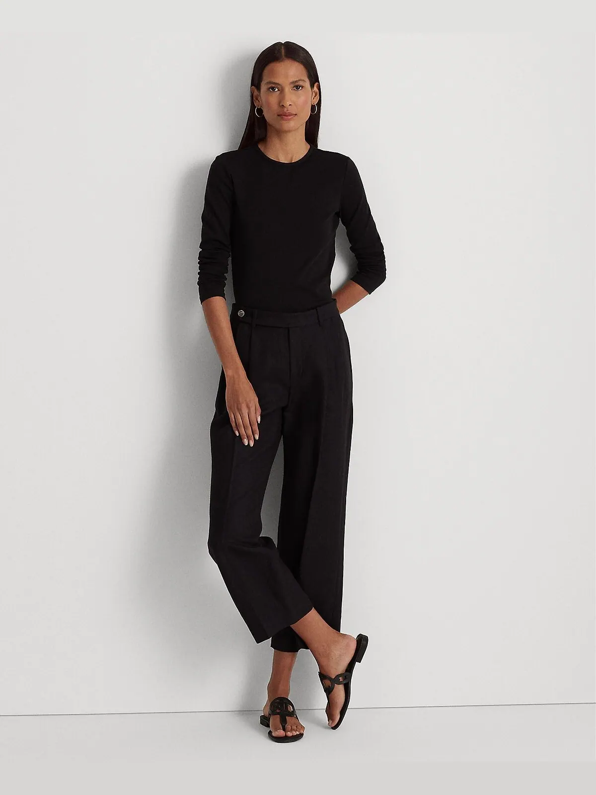 Топ из смесового хлопка с длинными рукавами Lauren Ralph Lauren — изображение 3 из 4, черный