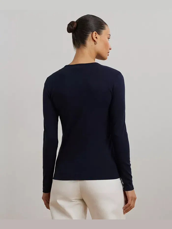 Хлопковый топ с длинными рукавами Lauren Ralph Lauren — изображение 2 из 5, темно-синий
