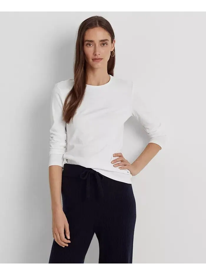 Топ из смесового хлопка с длинными рукавами Lauren Ralph Lauren — изображение 1 из 4, белый