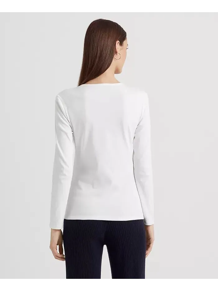 Топ из смесового хлопка с длинными рукавами Lauren Ralph Lauren — изображение 2 из 4, белый